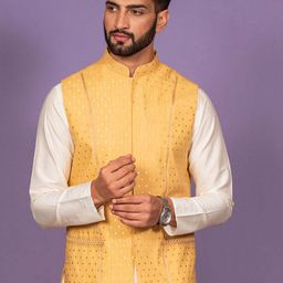 KISAH Men Woven Design Nehru Jacket-100