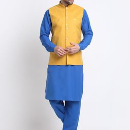 KRAFT INDIA Mandarin Collar Pathani Kurta with Pyjamas & Nehru Jacket-picture-25