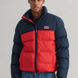 GANT Men Maroon & Blue Colourblocked Puffer Jacket-image-13