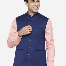 MODI JACKET Men Blue Solid Woven Nehru Jacket-56