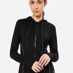 Amante Women Black Antimicrobial Longline Training or Gym Tailored Jacket-picture-36
