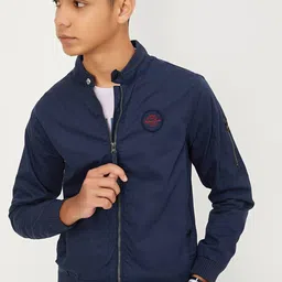 max Boys Cotton Mock Collar Bomber Jacket-picture-6
