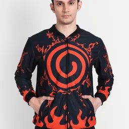 Fans Army Naruto Anime Graphic Printed Mandarin Collar Bomber Jacket-picture-26