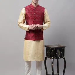 Jompers Men Floral Kurta with Pyjama And Nehru Jacket-5