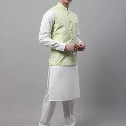 Jompers Men Kurta & Pyjamas With Chikankari Nehru Jacket-image-61