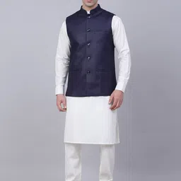 Jompers Men White Kurta with Churidar & Nehru Jacket-image-60