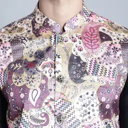 Jompers Printed With Zari Work Nehru Jacket image 3