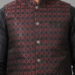 Anouk Printed Woven Nehru Jacket image 2