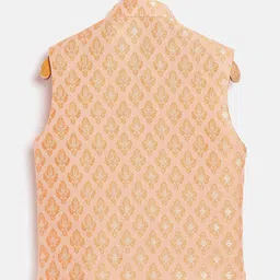 JBN Creation Boys Peach-Coloured Woven Design Silk Blend Nehru Jacket image 3