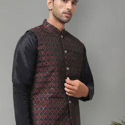 Anouk Printed Woven Nehru Jacket image 3