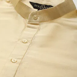 SOJANYA Men Solid Kurta with Churidar & Woven Design Nehru Jacket image 3