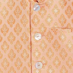 JBN Creation Boys Peach-Coloured Woven Design Silk Blend Nehru Jacket image 2