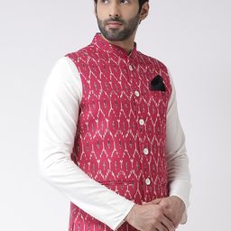 KISAH Abstract Printed Nehru Jackets With Pocket Square image 5