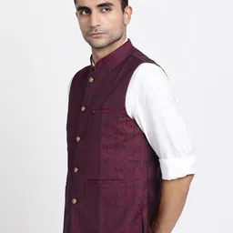 Turtle Woven Design Nehru Jackets image 4