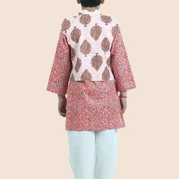 JUNITOS Boys Floral Printed Regular Pure Cotton Kurta with Pyjamas & Nehru jacket image 4