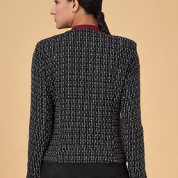 Annabelle by Pantaloons Self Design Collarless Open Front Jacket image 2