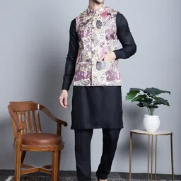 Jompers Printed With Zari Work Nehru Jacket image 2