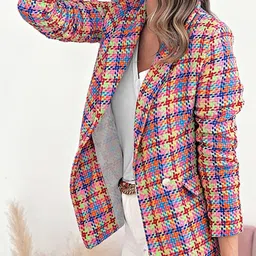 StyleCast Checked Longline Open Front Jacket image 5