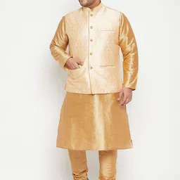 VASTRAMAY Men Plus Size Woven Design Nehru Jacket image 5