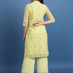 Vishudh Lime Green Printed Crop Top & Jacket With Palazzos image 3