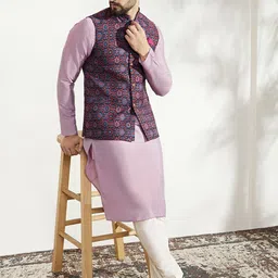 KISAH Woven Design Nehru Jacket image 3