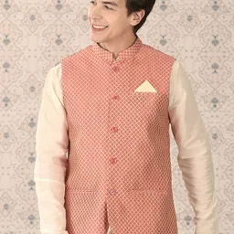 Ode by House of Pataudi Woven Design Nehru Jacket-picture-17