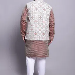 SOJANYA PLUS Ethnic Motifs Woven Design Regular Kurta With Pyjamas & Nehru Jacket image 2