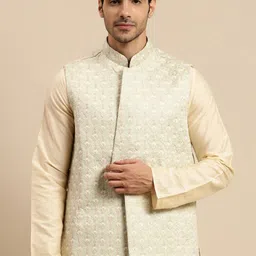 KISAH Men Light Green Embellished  Nehru Jackets-57