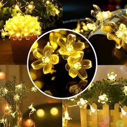 SPARK WORLD Yellow Floral-Shaped LED String Lights-2