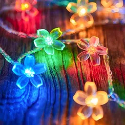 ENORMITY Blue & Green Flower Shape String Lights image 1