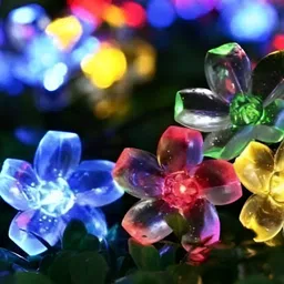 SPARK WORLD Blue & Red Flower Shape String Lights-18