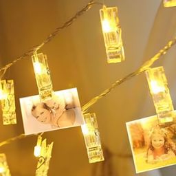 SPARK WORLD Yellow Photo Clip-Shaped LED String Lights-14