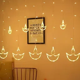SPARK WORLD Yellow Moon Shape Bulb String Lights-33
