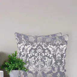 Home Blue & Silver-Toned Ethnic Motifs Printed Jacquard Square Cushion Cover-image-90