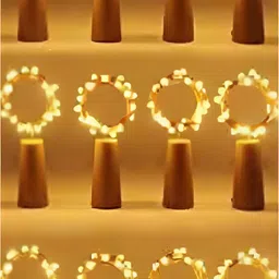 SPARK WORLD Yellow 12 Pieces Rice Shaped Cork Fairy String Lights-43