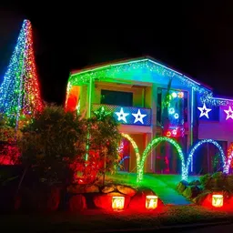 SPARK WORLD Blue & Red Striped String Lights image 2