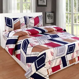 RISING STAR White & Blue Ethnic Motifs 200 TC King Bedsheet with 2 Pillow Covers-image-19