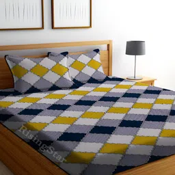 RISING STAR Yellow & Black Ethnic Motifs King Bedsheet with 2 Pillow Covers-image-11