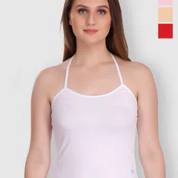 Selfcare Pack of 2 Solid Cotton Short Slip Halter Neck Camisoles - SN0290-image-13
