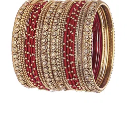 NMII Set Of 20 Zircon Gemstone Studded & Ballchain Metal Bangles-9