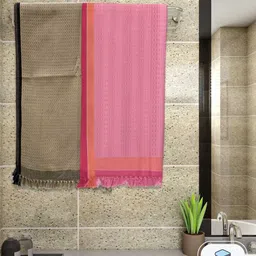 Athom Living 2-Pcs Pink & Brown Waffle Design 220 GSM Premium Cotton Bath Towels-image-96