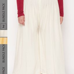 CLORA CREATION PLUS Pack of 2 Flared Palazzos-image-72