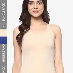 SOIE Solid Super Soft Cotton Stretch Racerback Tank Top-Pack of 2-image-7