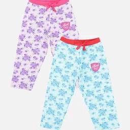 Bodycare Kids Infants Girls Pack Of 2 Floral Printed Slim-Fit Pure Cotton Track Pants-image-86