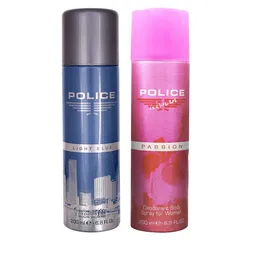 Police Set of Men Light Blue & Women Passion Deodorant Body Spray - 200 ml Each-21