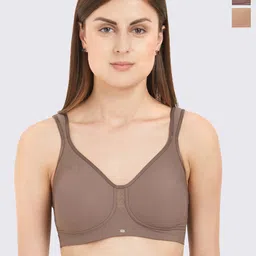 Soie Pack Of 2 Full Coverage Seamless Non Padded Minimizer Bra With T-shirt-50