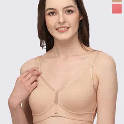 Soie Pack Of 2 Full Coverage Seamless Non Padded Minimizer Bra With T-shirt-49