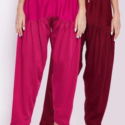 Clora Creation Women Pack Of 2 Magenta & Maroon Solid Woolen Salwars-image-92