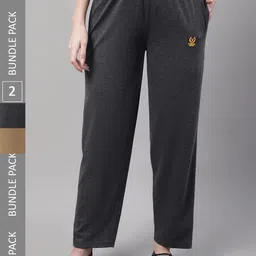 VIMAL JONNEY Women Pack of 2 Regular Fit Skin Friendly Cotton Track Pants-picture-24