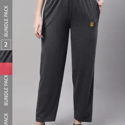 VIMAL JONNEY Women Pack of 2 Regular Fit Skin Friendly Cotton Track Pants-image-93